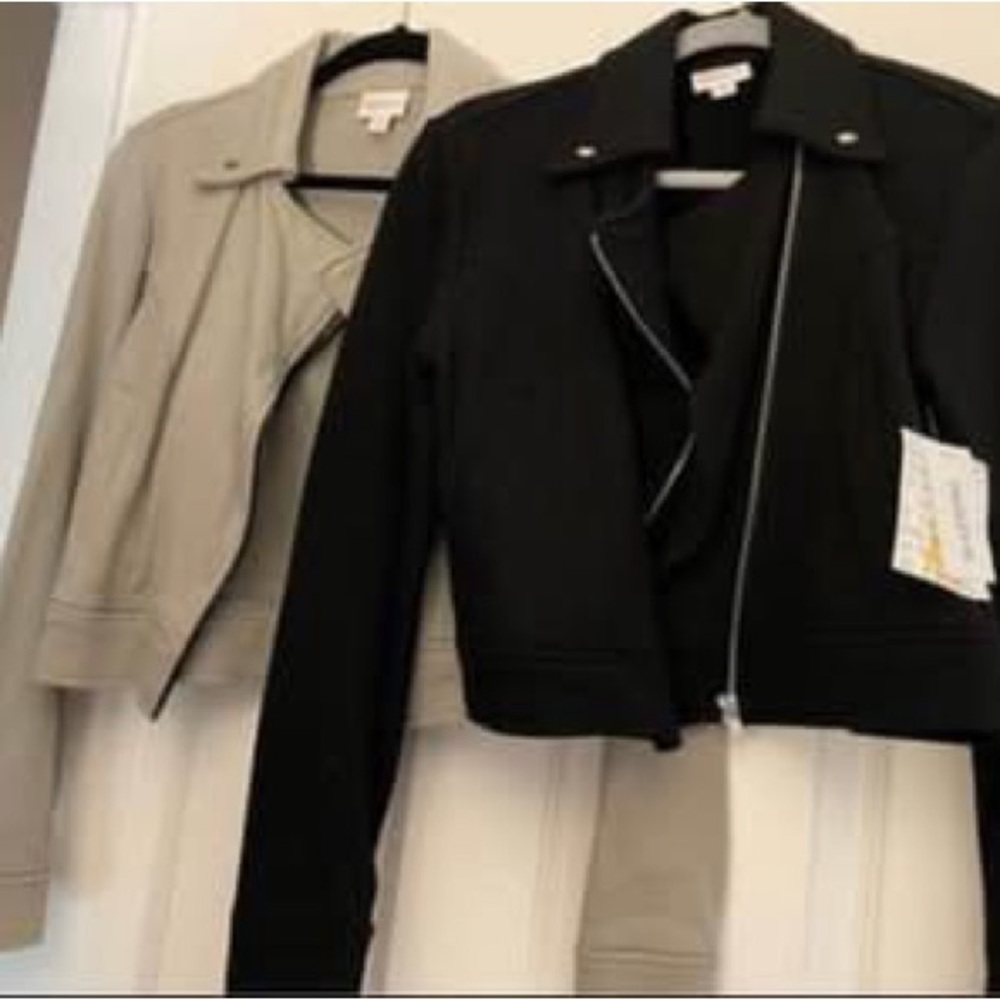 LuLaRoe Black Leather Moto Jacket Asymmetrical Zipper